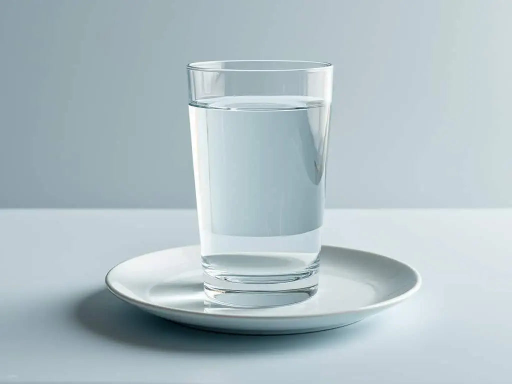 Glass of plain water during fasting, representing water-only hydration