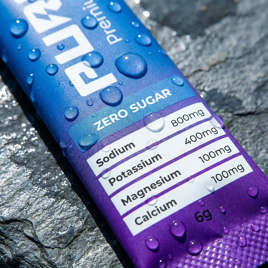 Close up of Blackcurrant Purelyte showing the key electrolytes